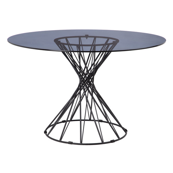 Ivy Bronx Black Steel/Glass Dining Table Wayfair.co.uk